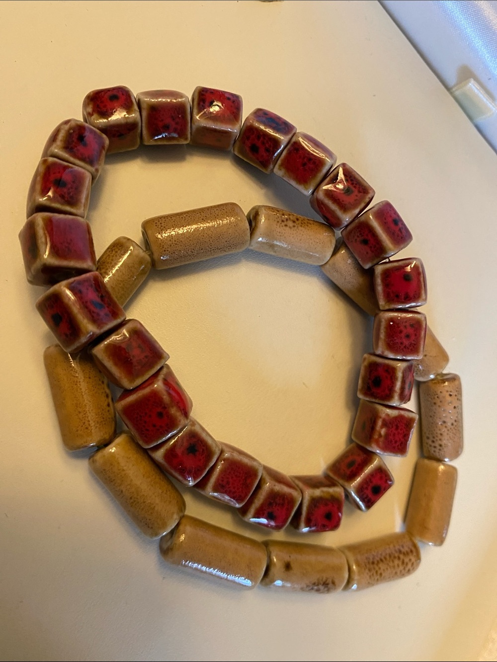 Artisan Ceramic Beaded Stretch Bracelets Set of 2